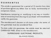 Supersound Guarantee Card 2