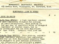 Supersound Products Price List from the 1950s